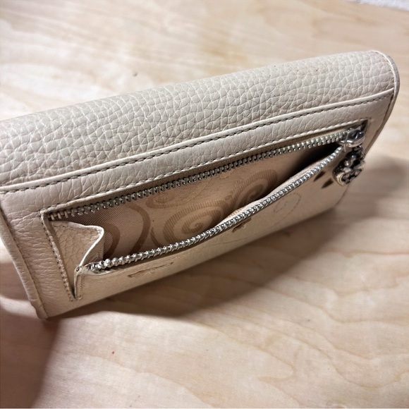 Brighton Masterpiece Collection Melania Wallet Cream/Yellow Pebbled Leather VTG - Picture 5 of 15